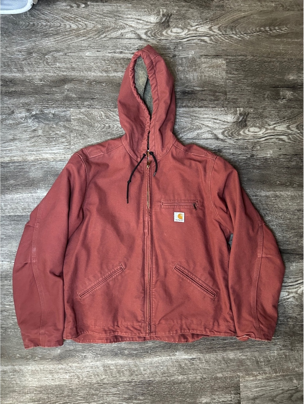 Carhartt Women’s Sandstone Sierra Sherpa Lined Hooded Jacket Red Workwear Size L